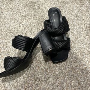 Square Toe Black Heels